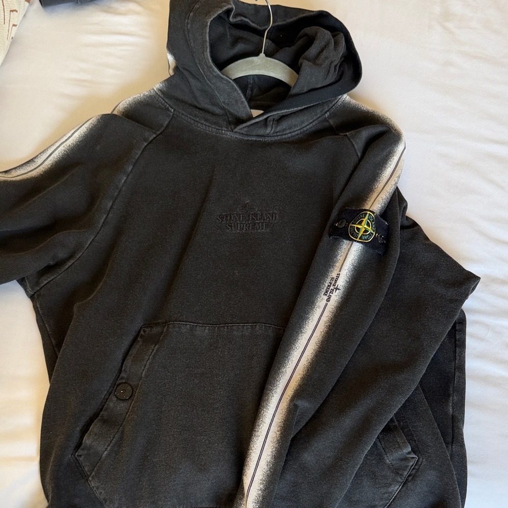 Stone Island Charcoal Hoodie with Logo Patch